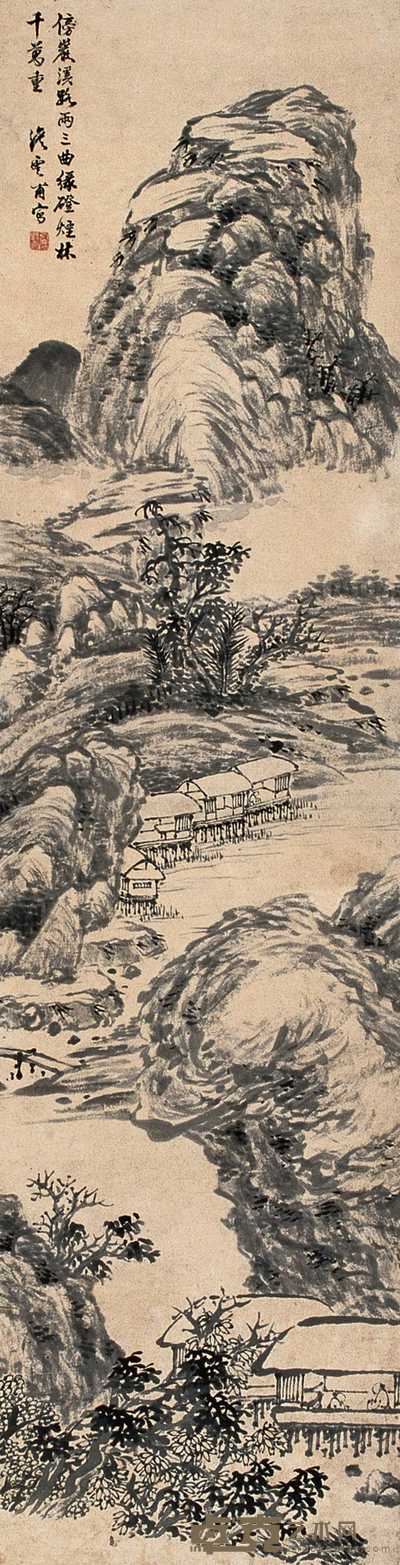 洛甫云 山水 立轴 146×38cm